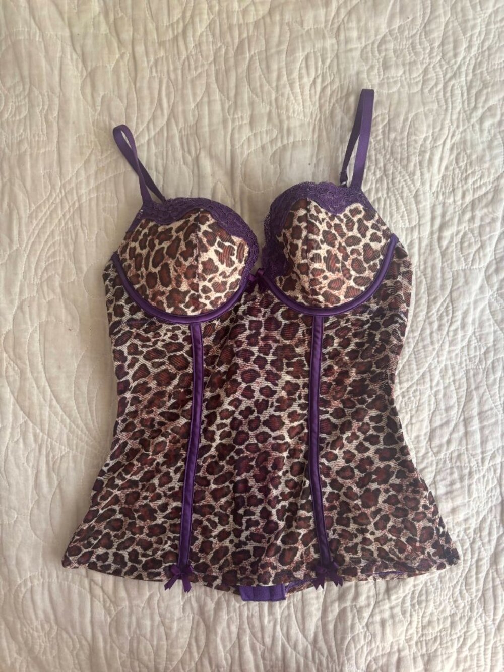 Hot Purple Leopard Print Corset Top